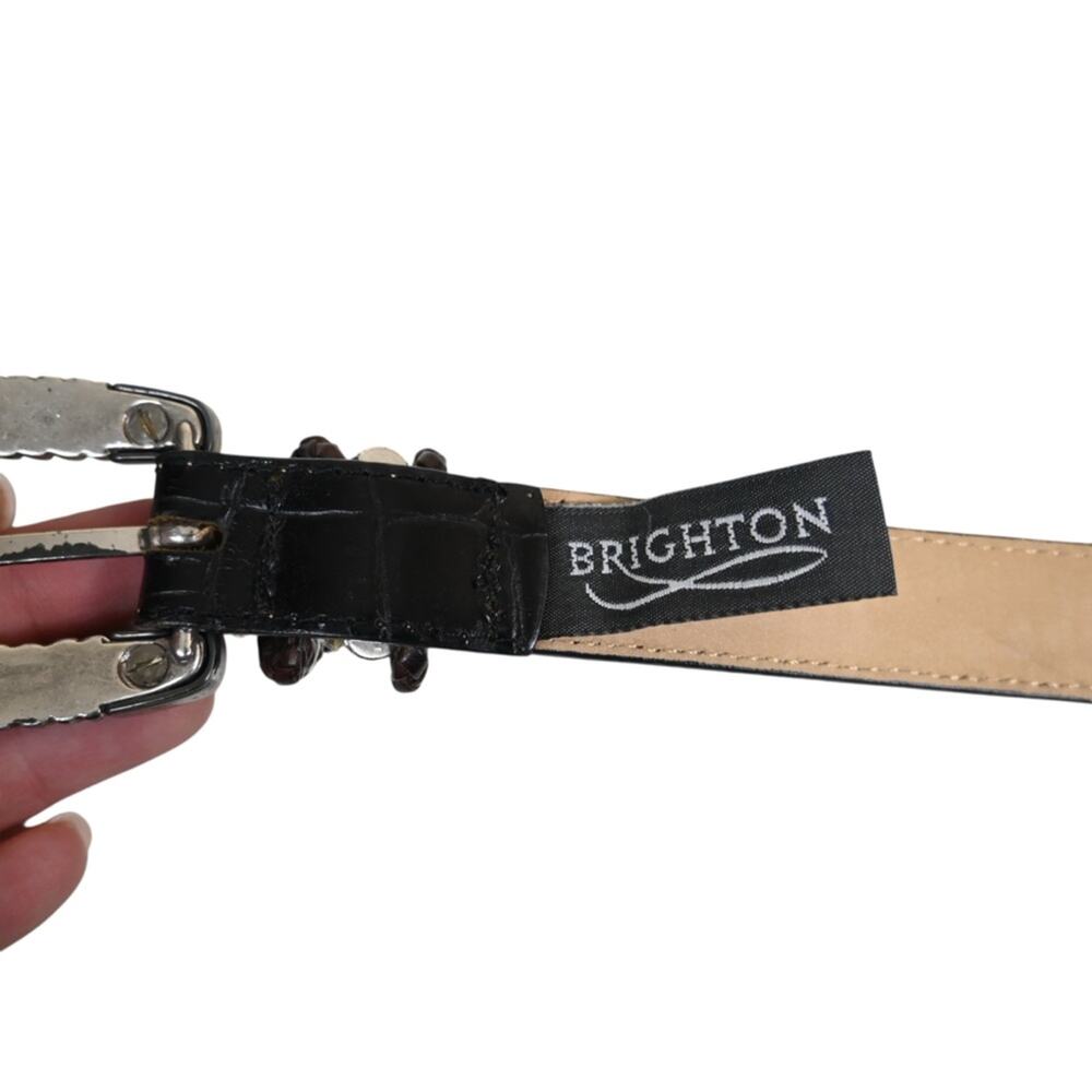 Brighton Women's M 40253 Black Croc Embossed Leather Belt - Picture 5 of 6